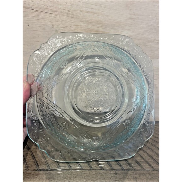 Vintage Indiana Glass Federal Madrid Recollection Bowl Light Teal Aqua Green - Picture 3 of 5